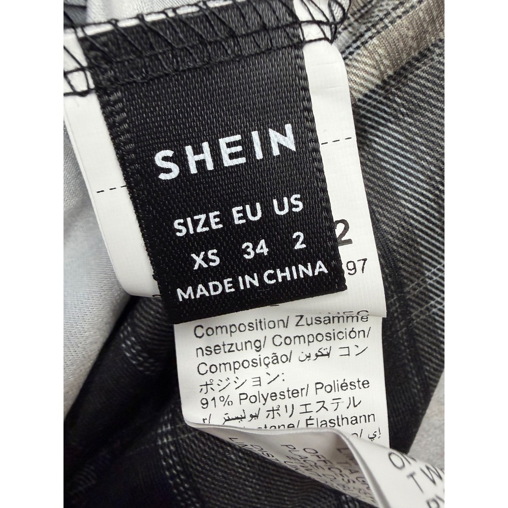 SHEIN Plaid Mini Dress Women XS Gray Black Y2K Adjustable Straps Sleeveless - Picture 6 of 9